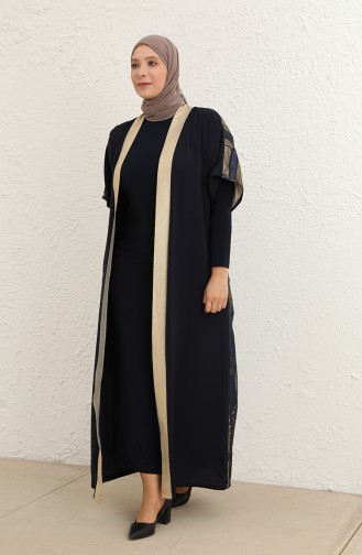 Navy Blue Hijab Dress 8105-02
