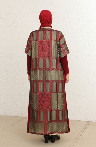 بدلة ثنائية العباية والفستان مقاس كبير 8105-03 أحمر غامق 8105-03