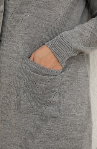 Kensiz Triko Oversize Düğmeli Uzun Hırka 1013-008 Gri