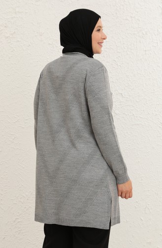 Kensiz Triko Oversize Düğmeli Uzun Hırka 1013-008 Gri