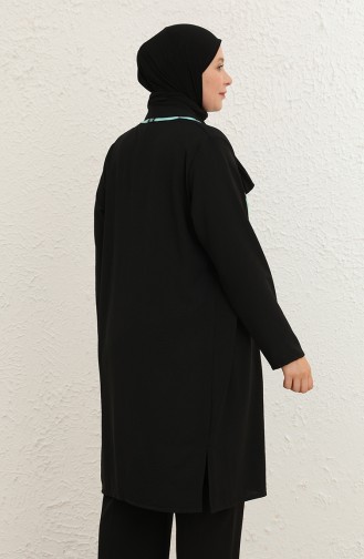 Büyük Beden Bluz Ceket İkili Takım 8013C-04 Mint Yeşili Siyah
