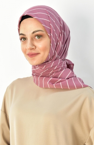 Alize 120 Cm Çizgili Eşarp 000015-12 Gül Kurusu