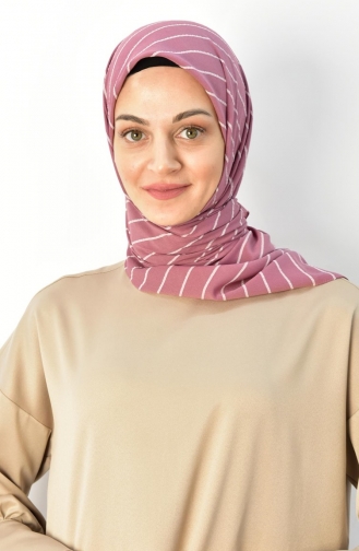 Alize 120 Cm Çizgili Eşarp 000015-12 Gül Kurusu