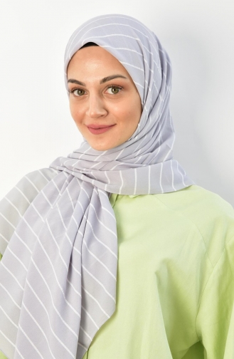 Alize 120 Cm Çizgili Eşarp 000015-13 Gümüş Gri
