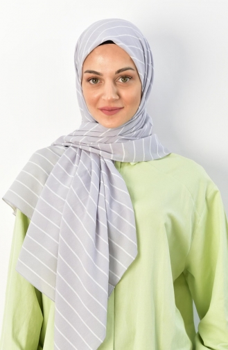 Alize 120 Cm Çizgili Eşarp 000015-13 Gümüş Gri