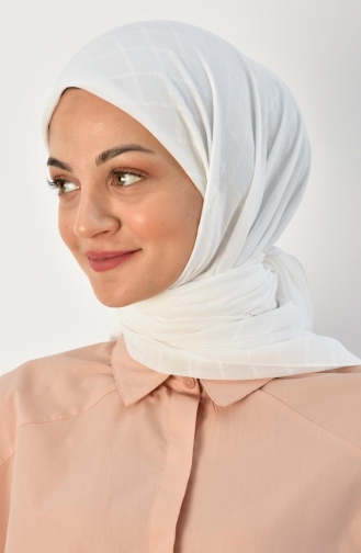 Alize 120 Cm Çizgili Eşarp 000015-09 Ekru