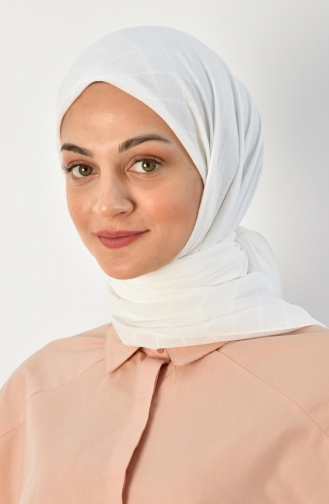 Alize 120 Cm Çizgili Eşarp 000015-09 Ekru