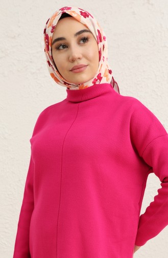 Triko Tunik Pantolon İkili Takım 2038-02 Fuşya