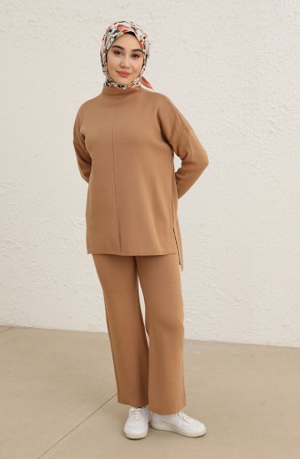 Triko Tunik Pantolon İkili Takım 2038-03 Sütlü kahve