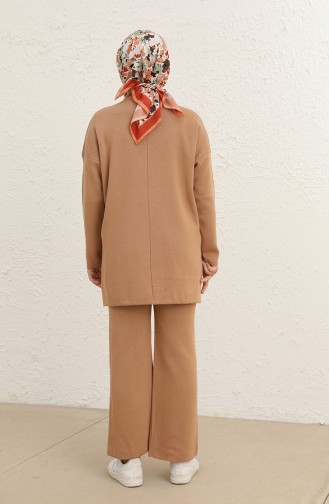Triko Tunik Pantolon İkili Takım 2038-03 Sütlü kahve