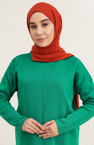 Triko Tunik Pantolon İkili Takım 2038-07 Zümrüt Yeşili