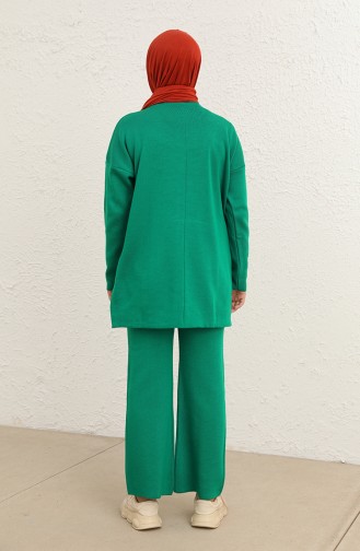 Triko Tunik Pantolon İkili Takım 2038-07 Zümrüt Yeşili