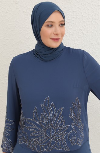Indigo Hijab-Abendkleider 6430-03
