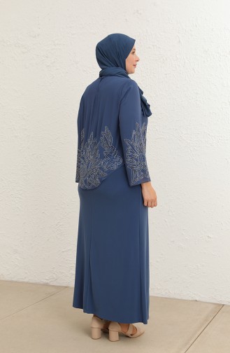 Indigo Hijab-Abendkleider 6430-03