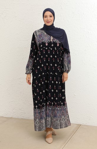 Dunkelblau Hijab Kleider 5075-07