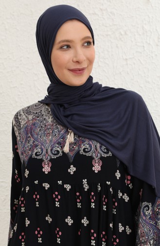 Dunkelblau Hijab Kleider 5075-07