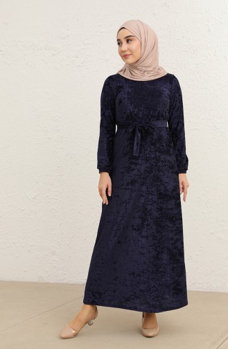Navy Blue Hijab Dress 1782-03
