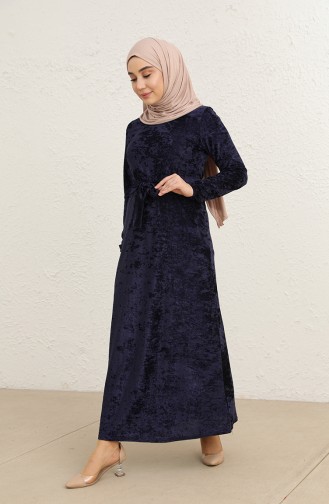 Navy Blue Hijab Dress 1782-03