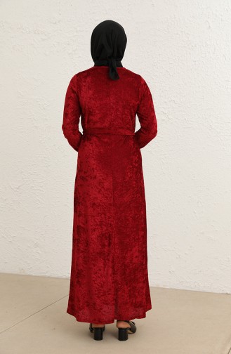 Samtkleid mit Gürtel 1782A-01 Weinrot 1782A-01