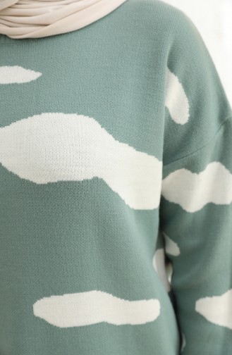 Triko Bulut Desenli Tunik 22146-01 Çağla Yeşili