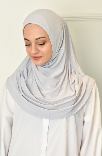 Hazır Pileli Hijab 000018-04 Gümüş Gri