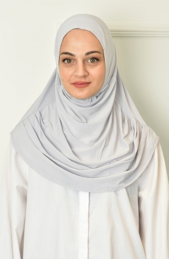 Hazır Pileli Hijab 000018-04 Gümüş Gri