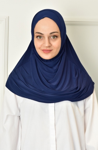 Hazır Pileli Hijab 000018-08 Lacivert