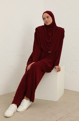 Oyya Pratik Eşarplı Sandy İkili Takım 228450-01 Bordo