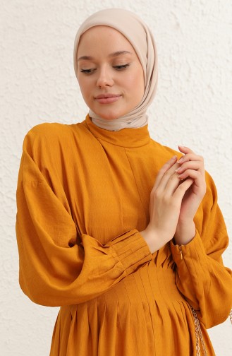 Senf Hijab Kleider 228452-02
