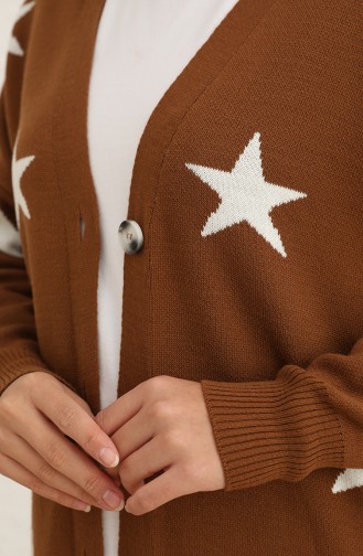 Triko Yıldız Desen Hırka 22149-02 Taba