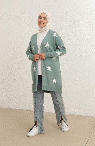 Unreife Mandelgrün Strickjacke 22149-03