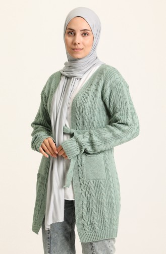 Triko Saç Örgü Hırka 55525-01 Mint Yeşili