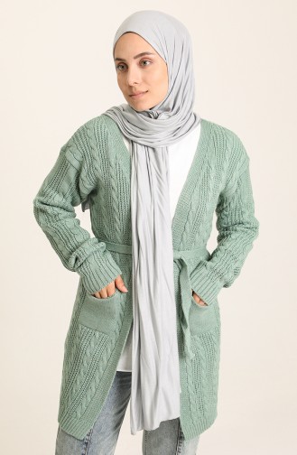 Triko Saç Örgü Hırka 55525-01 Mint Yeşili