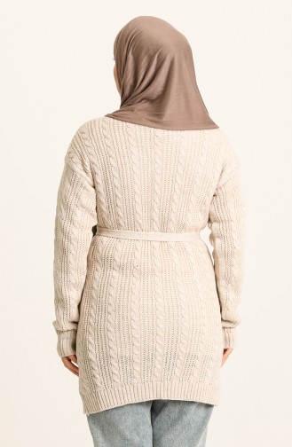 Triko Saç Örgü Hırka 55525-08 Bej