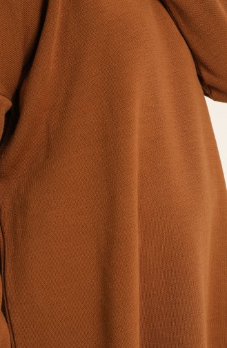 Triko Yırtmaçlı Tunik Pantolon İkili Takım 22154-01 Taba