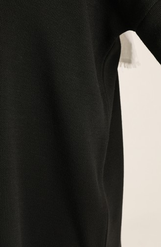 Triko Yırtmaçlı Tunik Pantolon İkili Takım 22154-03 Siyah