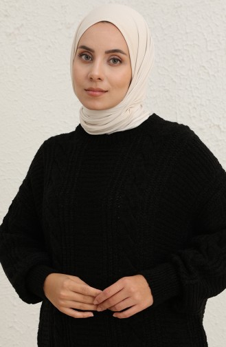 Triko Örgü Desen Tunik 22147-01 Siyah
