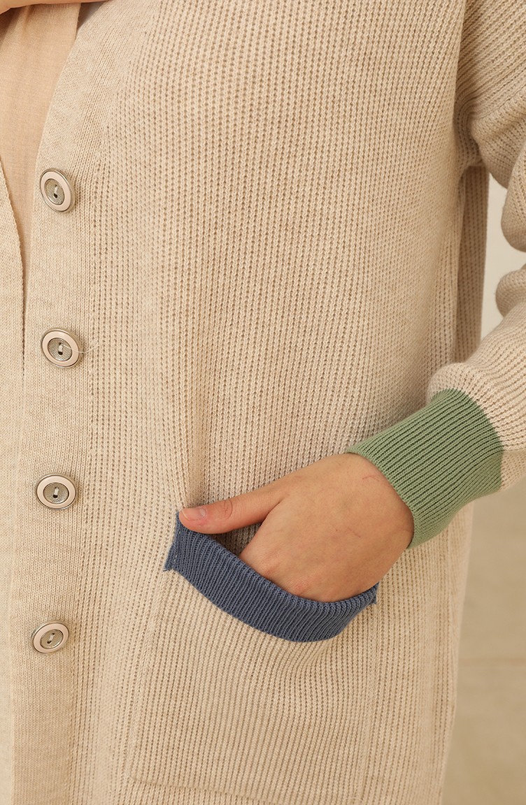 ジャケット・アウター sheller Brilliant bicolor cardigan beige Beige Cardigans 1024-018 | Sefamerve