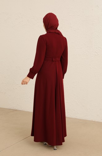 Plum Hijab Evening Dress 5806-02