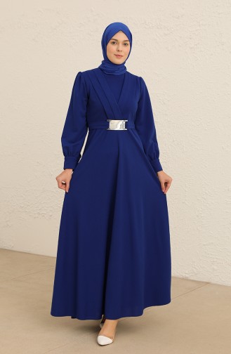 Saks-Blau Hijab-Abendkleider 5806-05