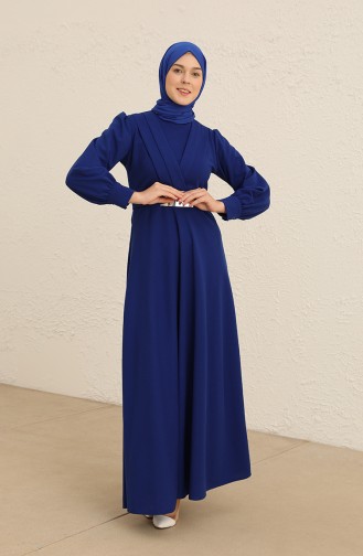 Saxe Hijab Evening Dress 5806-05