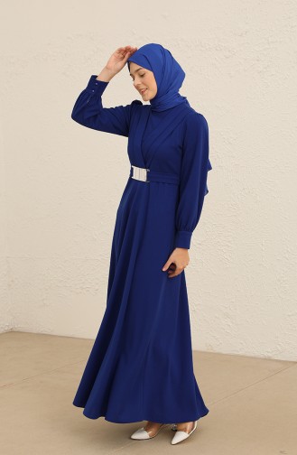 Saxe Hijab Evening Dress 5806-05