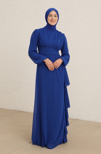 Saks-Blau Hijab-Abendkleider 5718-06