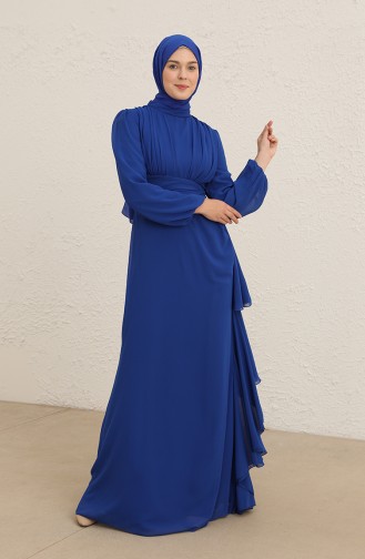 Saks-Blau Hijab-Abendkleider 5718-06