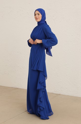 Saks-Blau Hijab-Abendkleider 5718-06