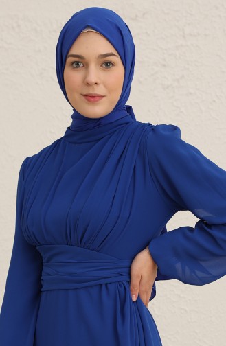 Saks-Blau Hijab-Abendkleider 5718-06