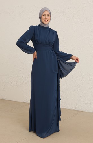 Indigo Hijab Evening Dress 5718-07