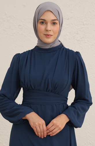 Indigo Hijab Evening Dress 5718-07