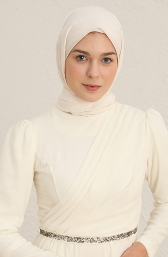 Naturfarbe Hijab-Abendkleider 5737-05