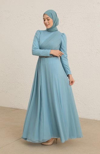 Minzenblau Hijab-Abendkleider 5737-06